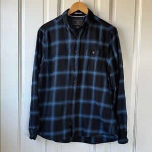 Report Collection EUC Blue and Black Plaid Flannel Men's Shirt - Sz L